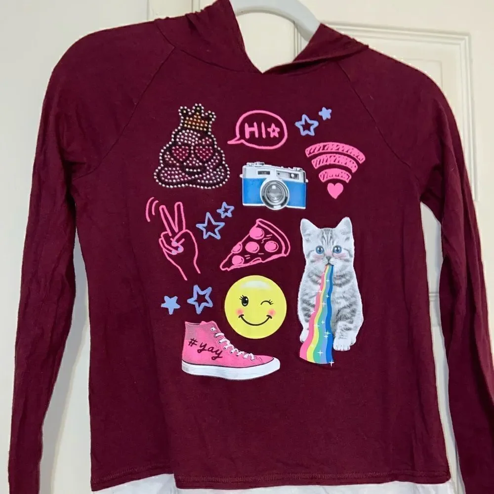 Justice long sleeve hooded top size 14